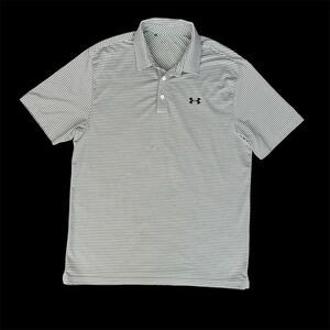 Under Armour Large Collared Polo Shirt Grey/White striped